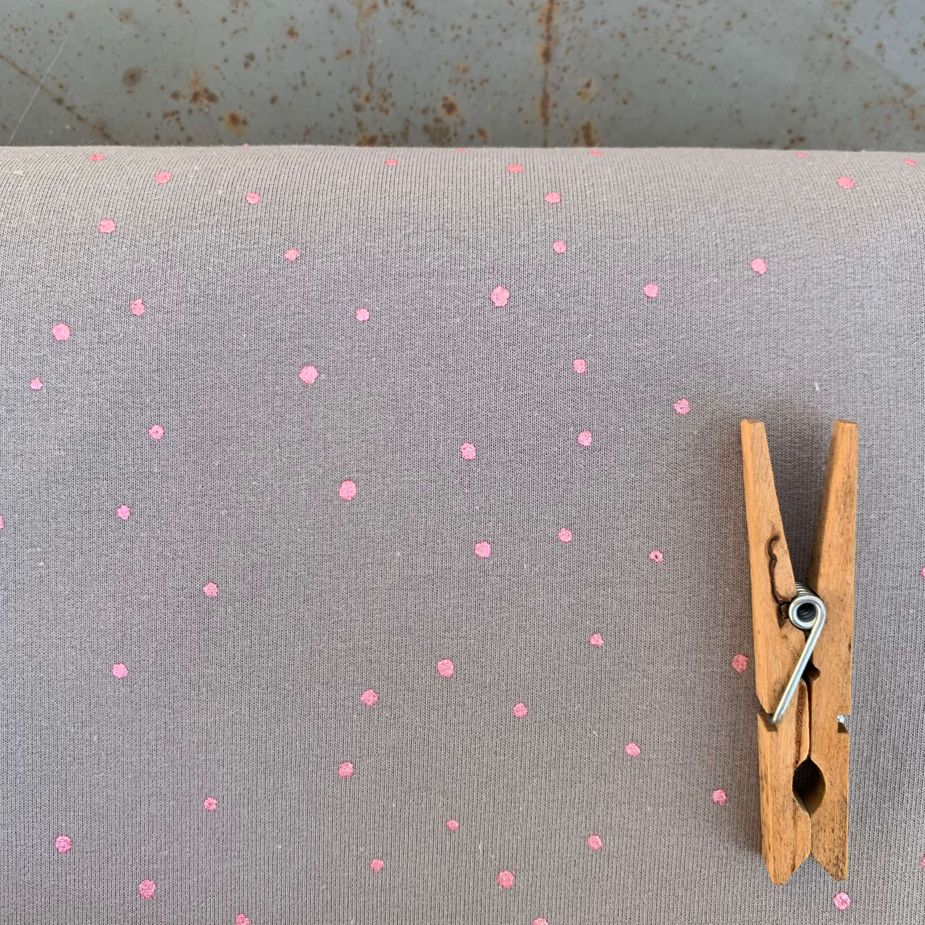 Atelier Brunette French Terry Grey with Pink Dots