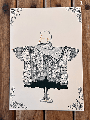 Postais “Serafina Loves Her Woolies” por Inês Spranger