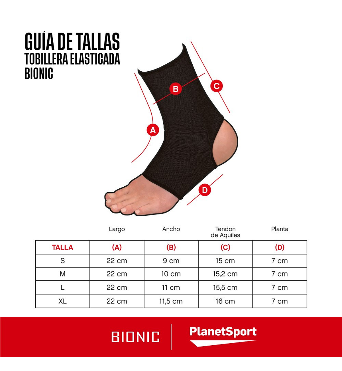 TOBILLERA BIONIC ELASTICADA (PAR) NEGRA