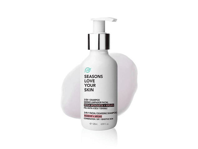 3 en 1 Shampoo Dermo Limpiador Facial Rosa Mosqueta + Argán