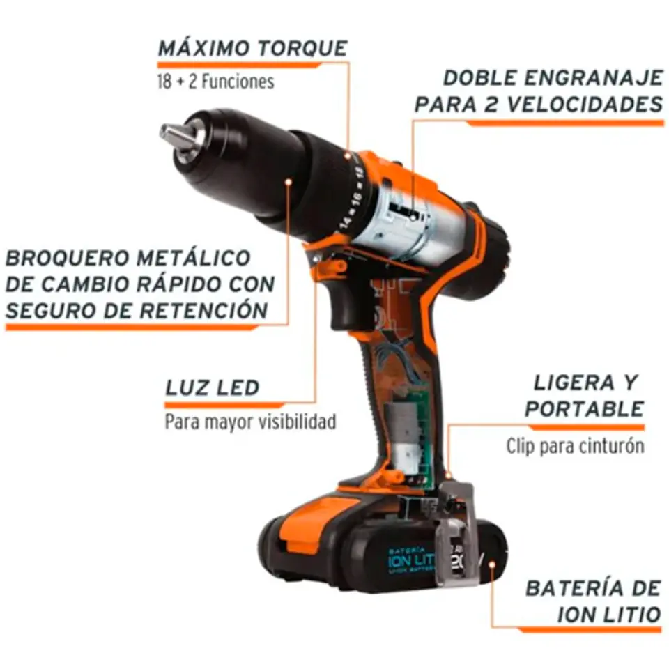 Taladro Destornillador Inalámbrico Truper 20v 3/8 18154 2