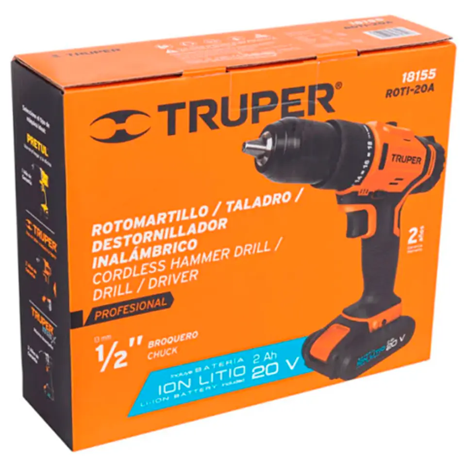 Taladro Destornillador Inalámbrico Truper 20v 3/8 18154 3