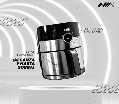 Freidora Nia 4 Litros Digital Acero Inox Air Fryer Af-306
