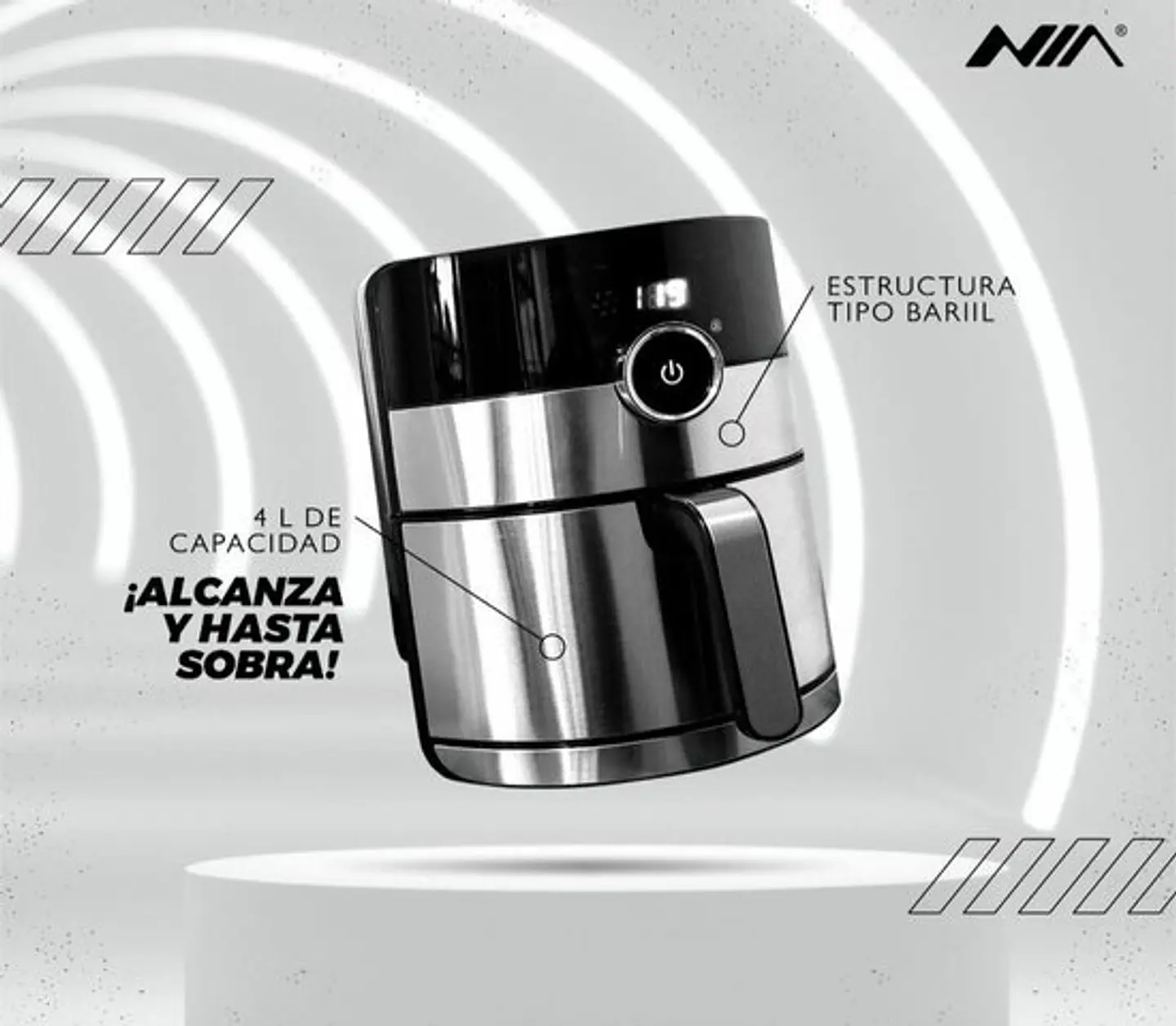 Freidora Nia 4 Litros Digital Acero Inox Air Fryer Af-306 1