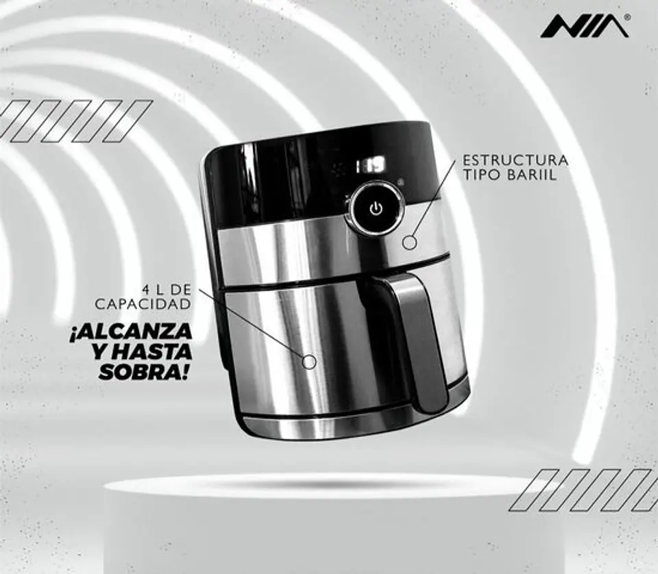 Freidora Nia 4 Litros Digital Acero Inox Air Fryer Af-306 1