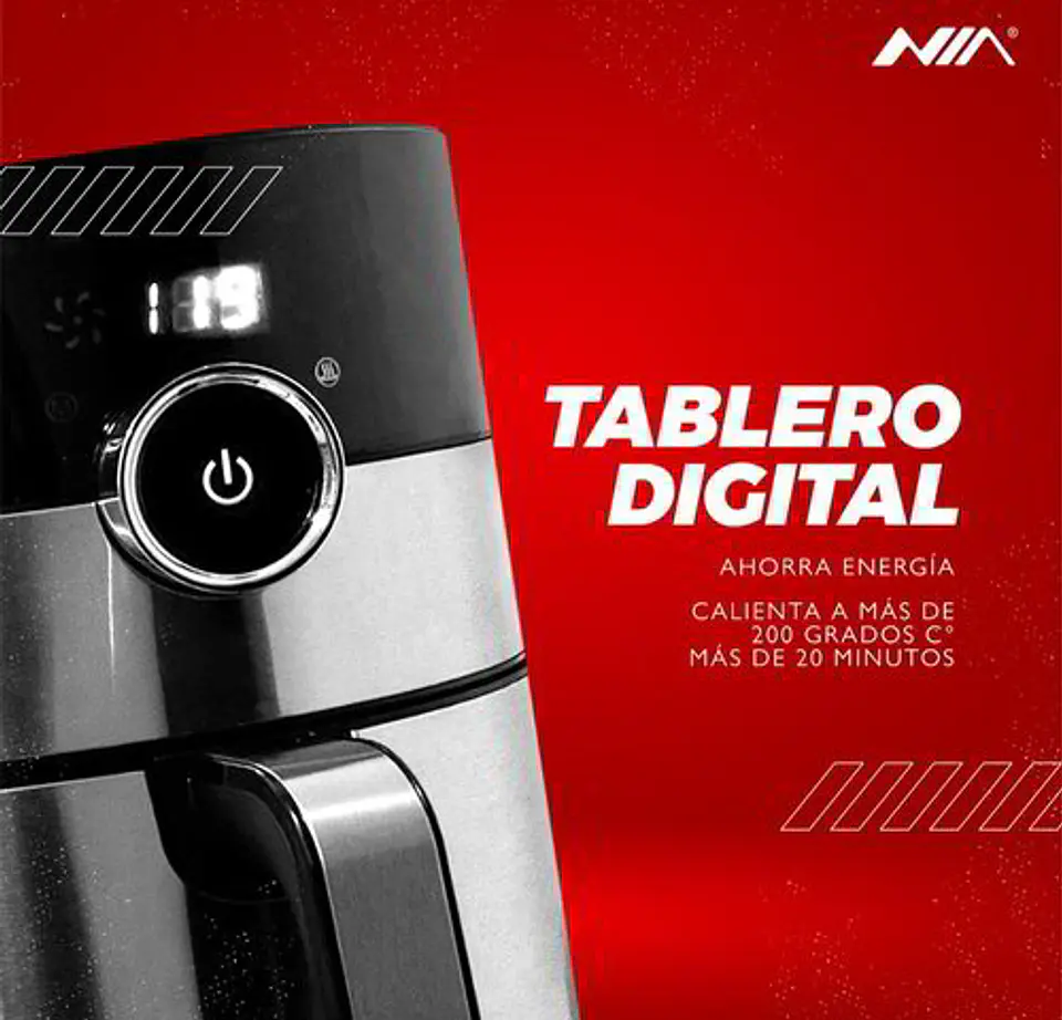 Freidora Nia 4 Litros Digital Acero Inox Air Fryer Af-306 4