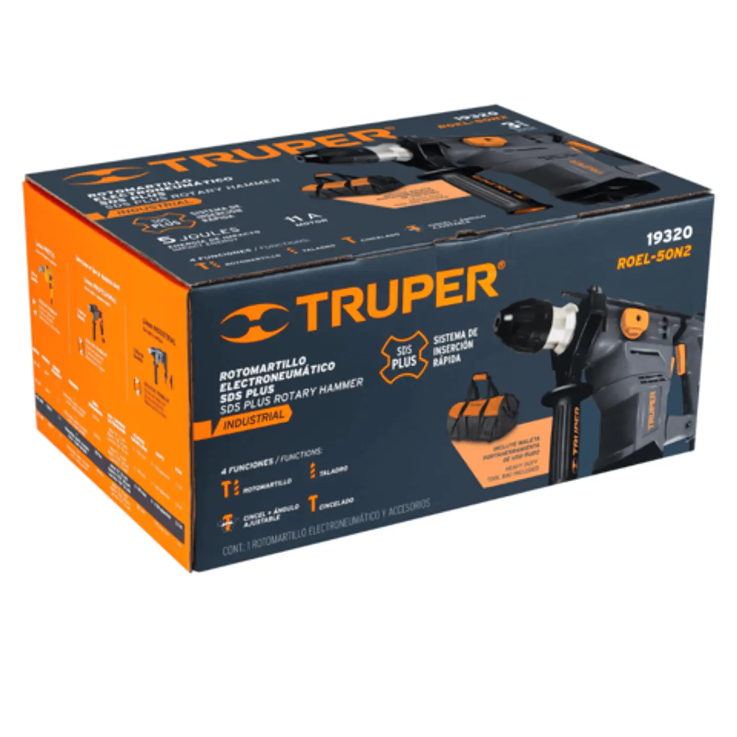 Taladro Rotomartillo SDS Plus 5 Joules 1500 W, industrial, Truper 3