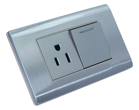 Toma Interruptor Acero Unitec