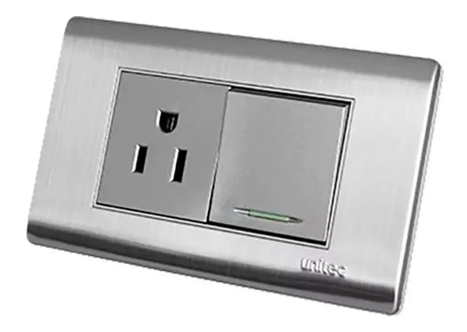 Toma Interruptor Acero Unitec 2