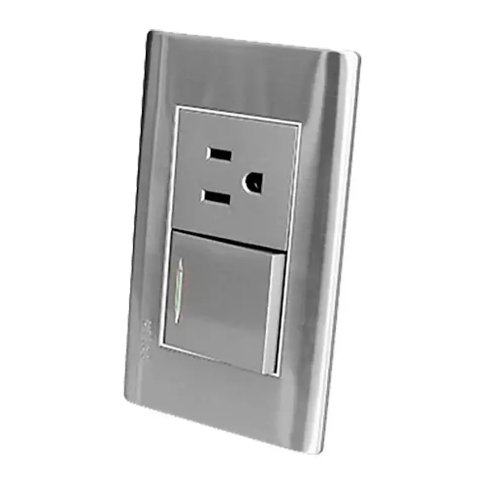 Toma Interruptor Acero Unitec 3
