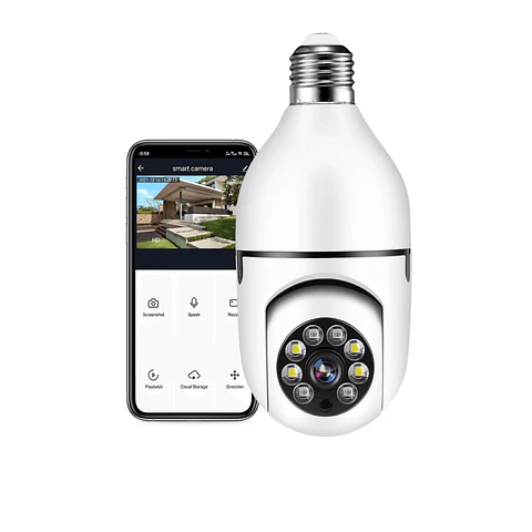 Cámara Bombillo De Seguridad 360° Giratoria Visión Nocturna