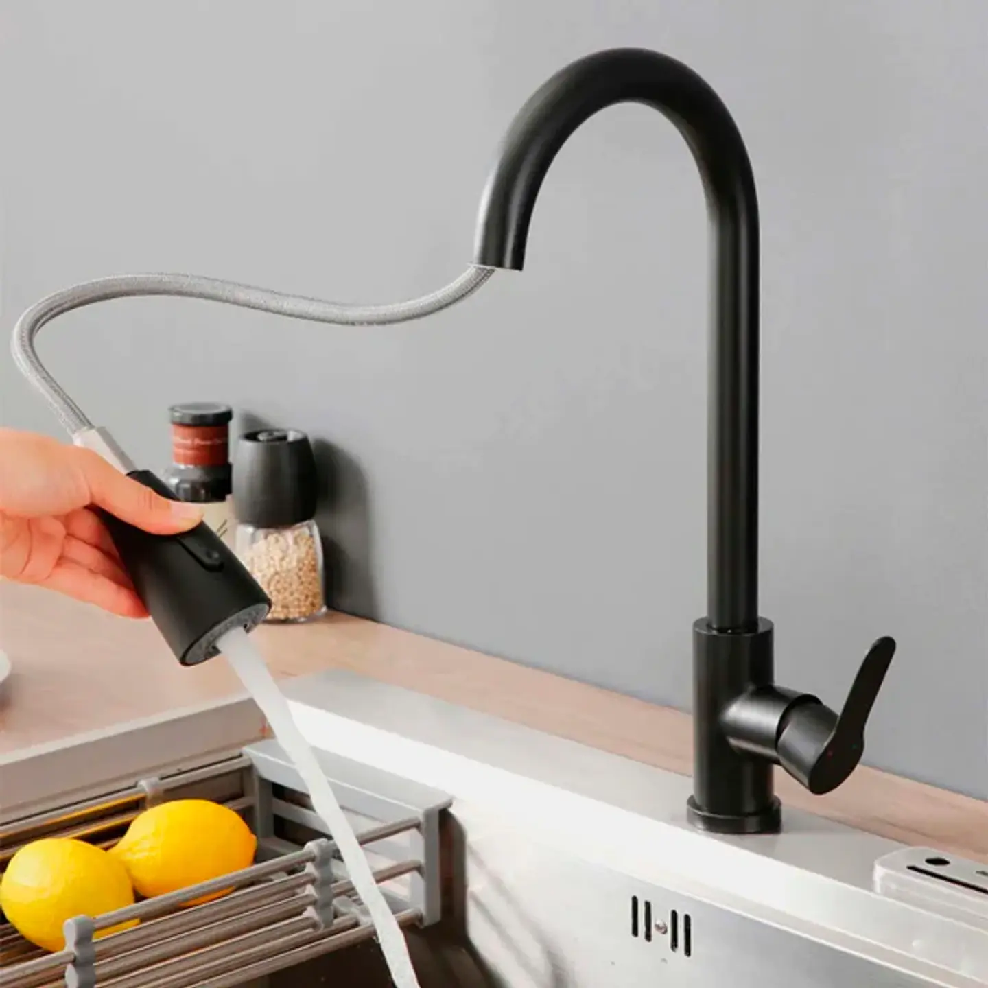 Llave Lavaplatos Lujo Monocontrol Negra 2
