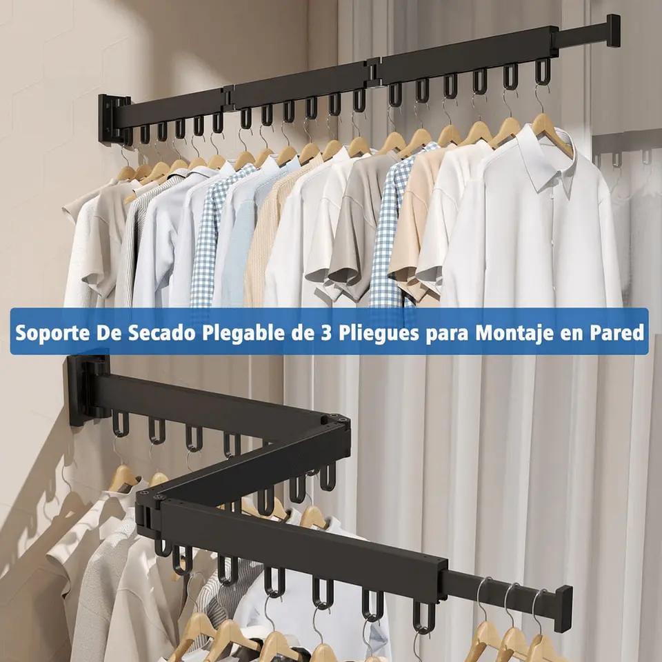 Tendedero de Brazo Plegable Negro 18 Ganchos 5
