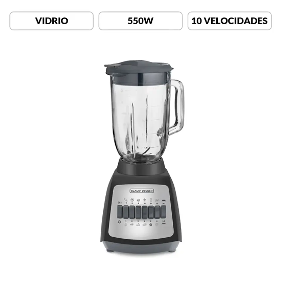 Licuadora de Vidrio 1.25 Lts BLBD210GB Negro Modelo BLBD21 1