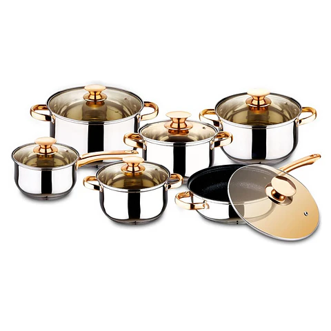 Juego de Ollas 12 Piezas en Acero Inoxidable