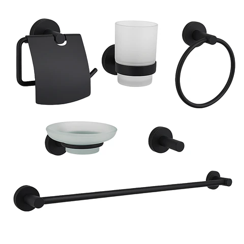 Kit Accesorios Baño Negra X 6 Piezas 