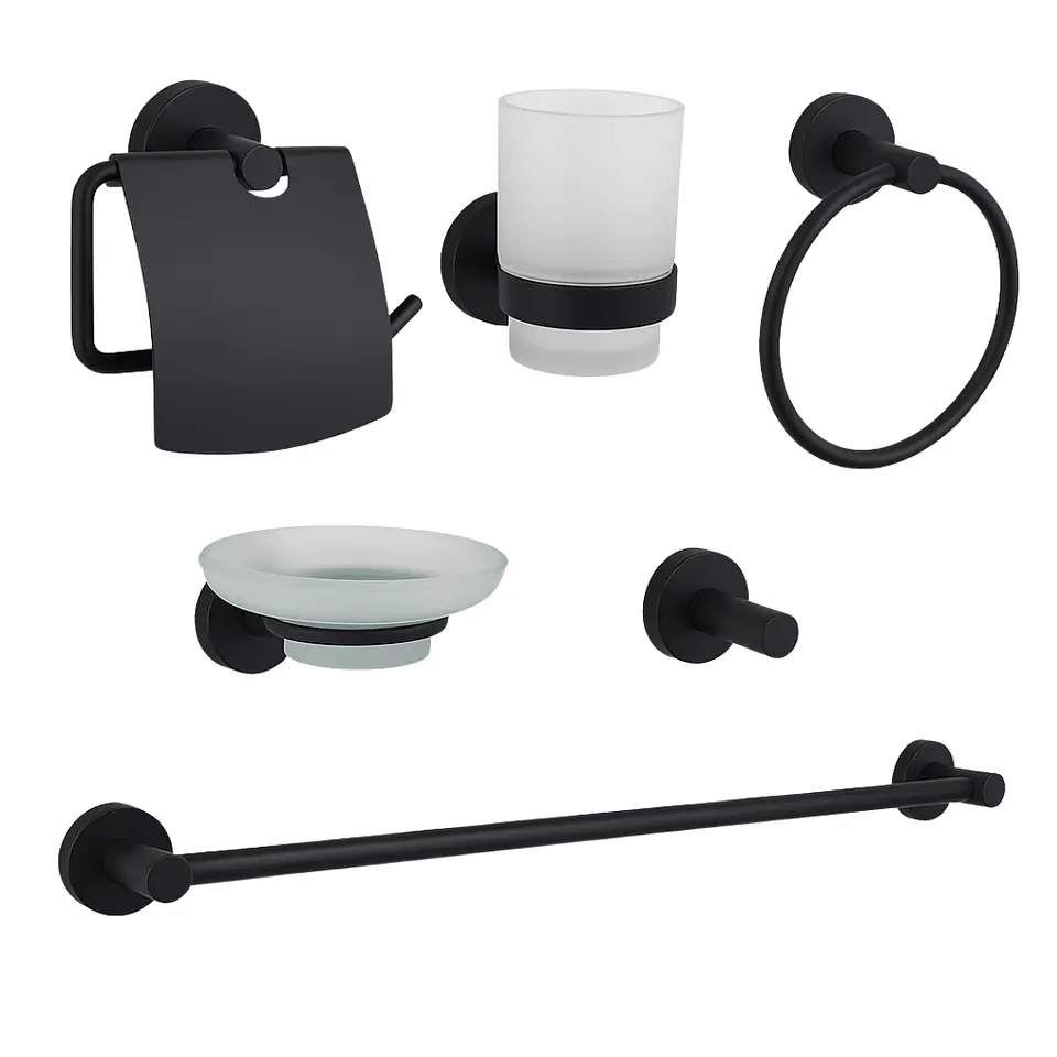 Kit Accesorios Baño Negra X 6 Piezas  1