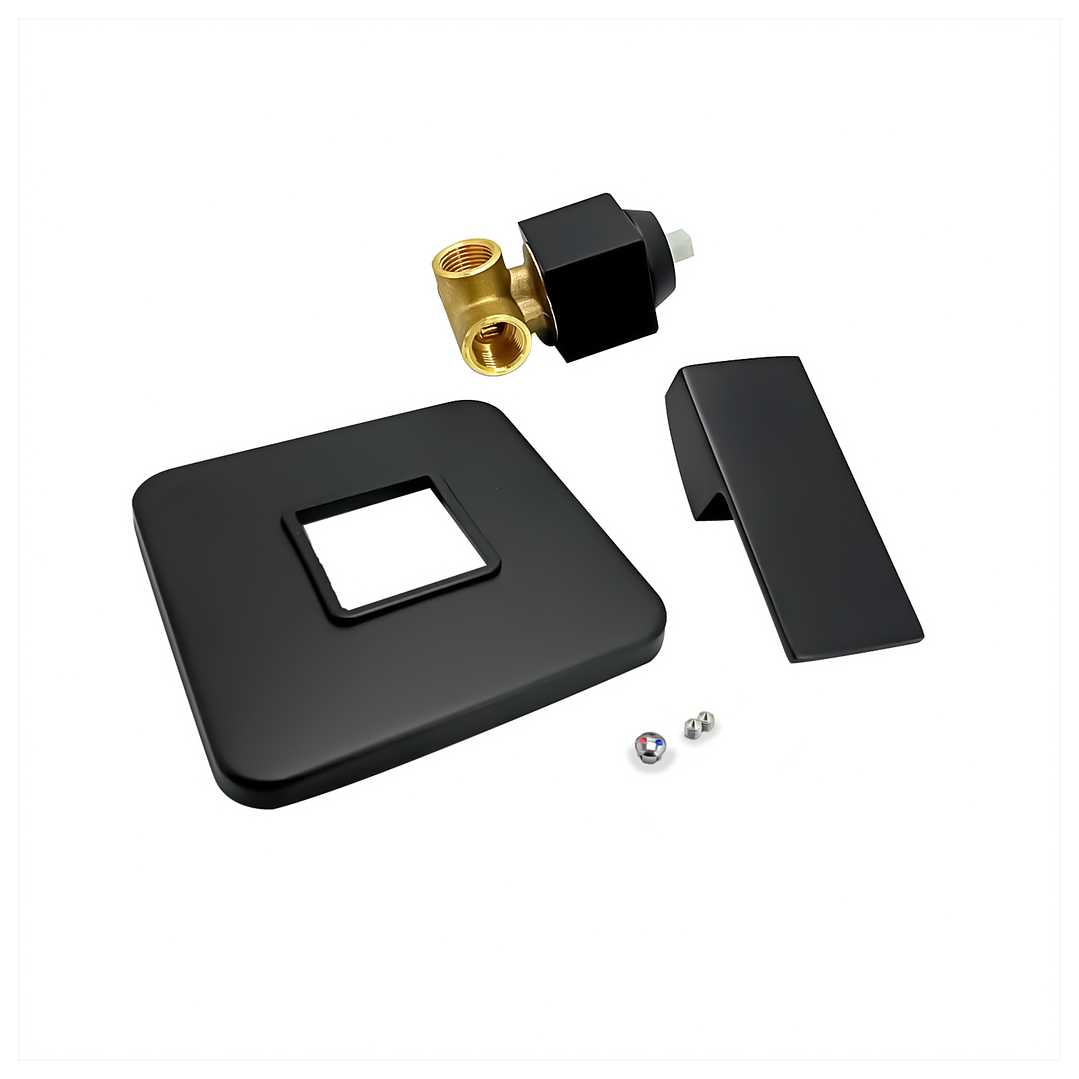 Monomando Mezclador De Ducha Cuadrado Negro 4