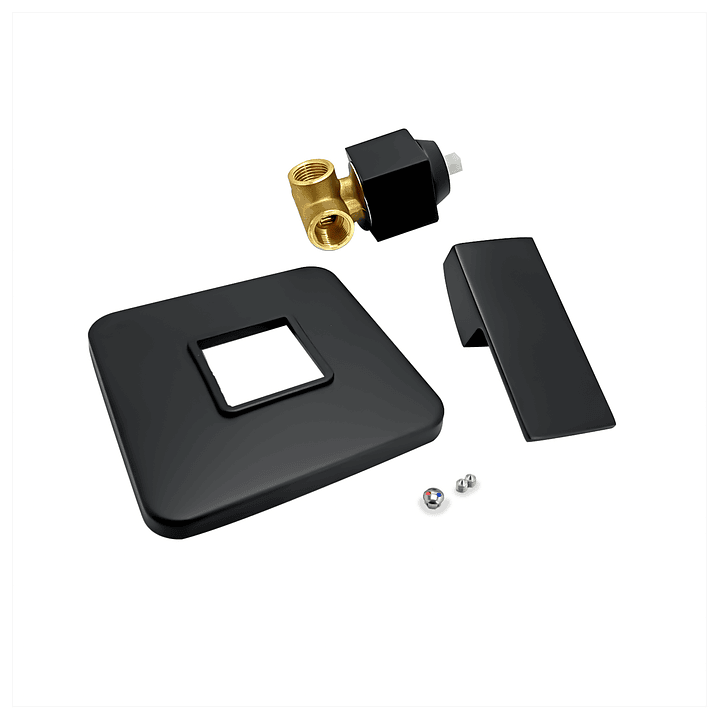 Monomando Mezclador De Ducha Cuadrado Negro 4