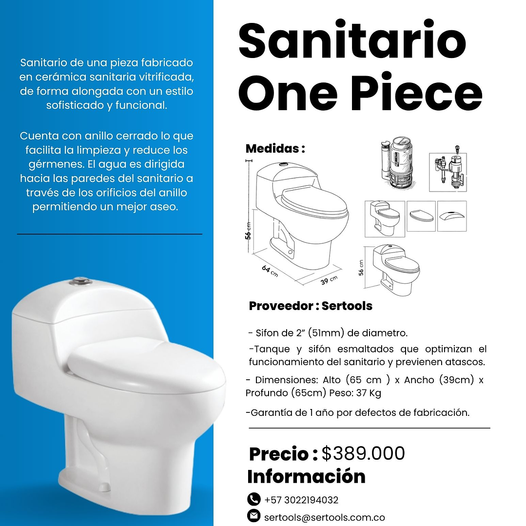 Sanitario Blanco One Piece 3