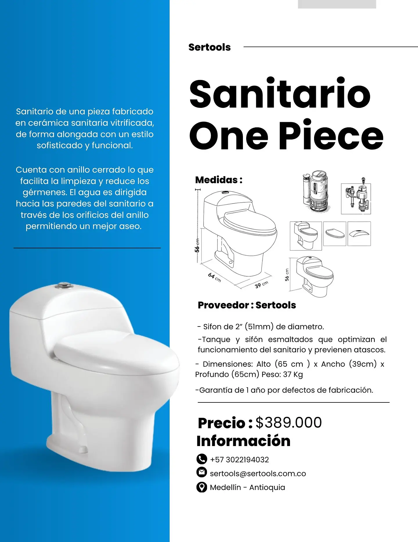Sanitario Blanco One Piece 3