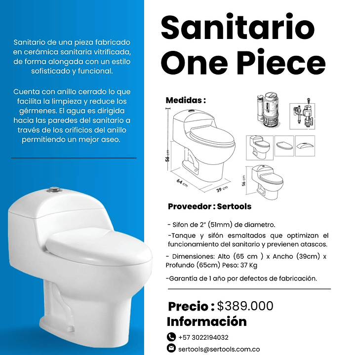 Sanitario Blanco One Piece 3