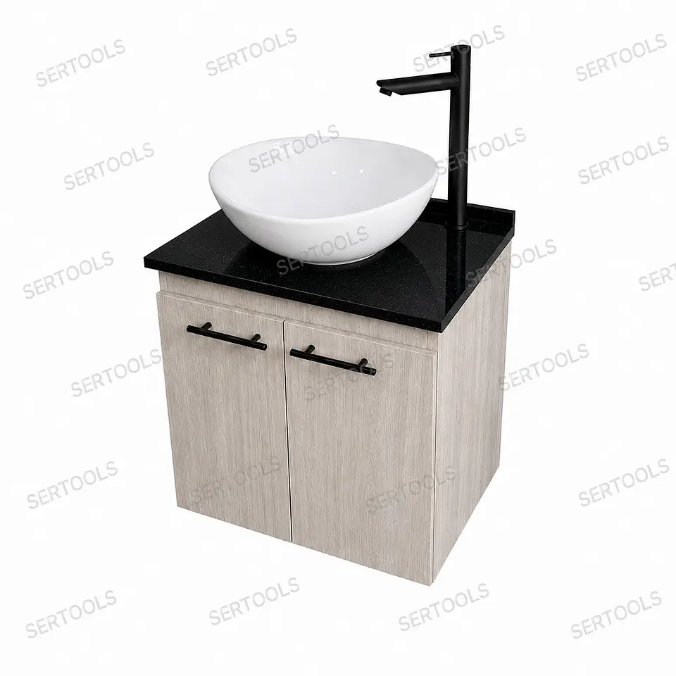 MUEBLE FLOTANTE TELURIAN CON PLACA NEGRA 1