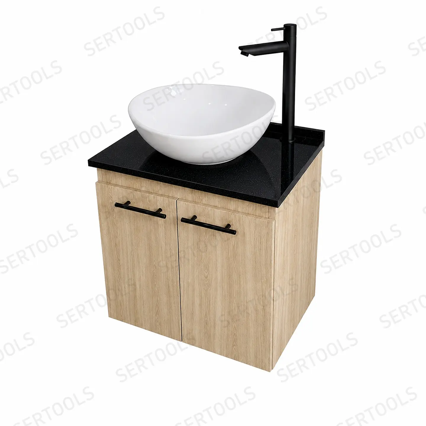 MUEBLE FLOTANTE SONOMA CON PLACA NEGRA 1