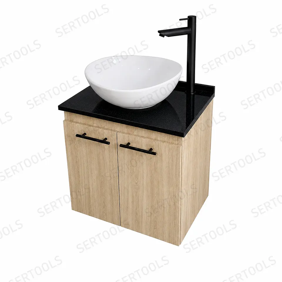 MUEBLE FLOTANTE SONOMA CON PLACA NEGRA 1