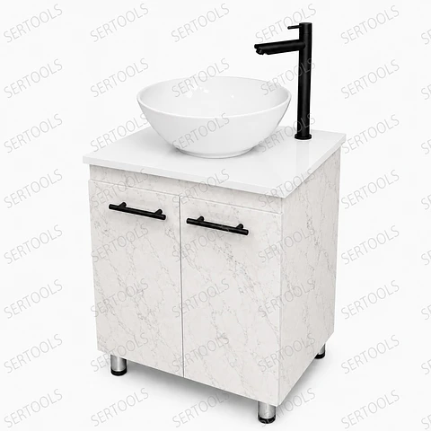 Mueble Cortex Con Placa Blanca De Piso