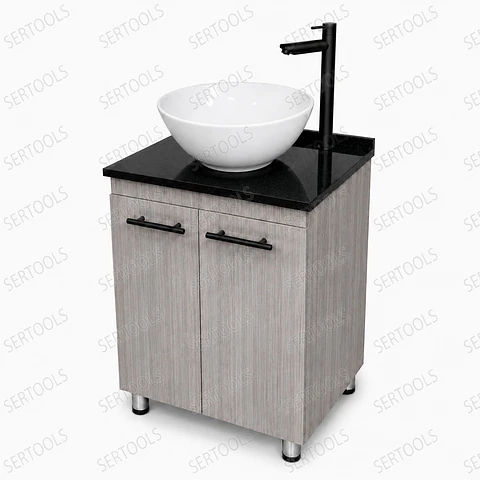 Mueble Olmo Gris De Pisco Placa Negra 