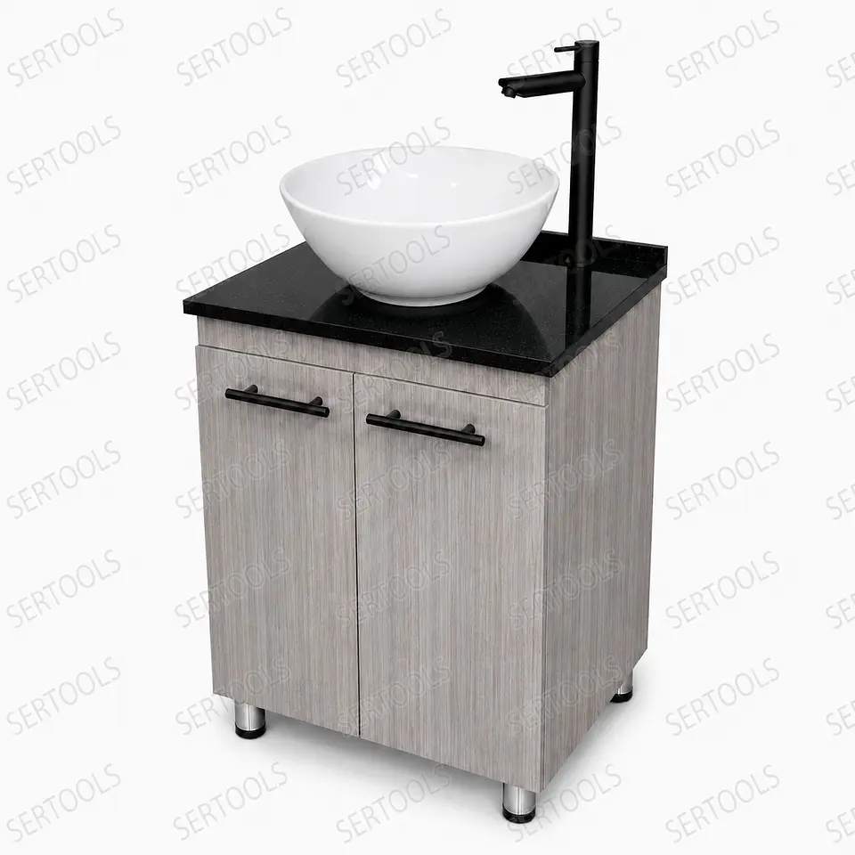 Mueble Olmo Gris De Pisco Placa Negra  1