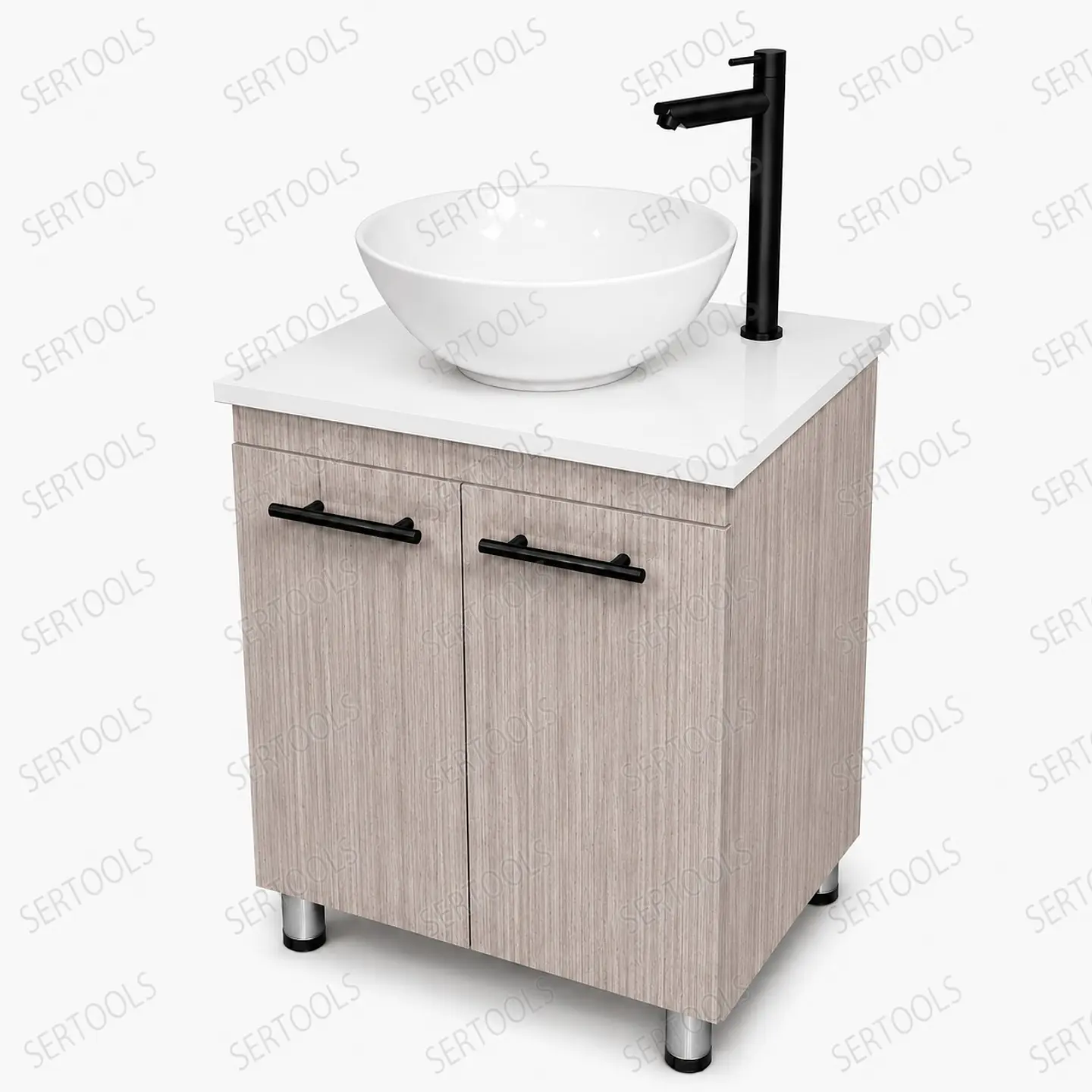 Mueble De Piso Positano RH Placa Blanca Completo 1