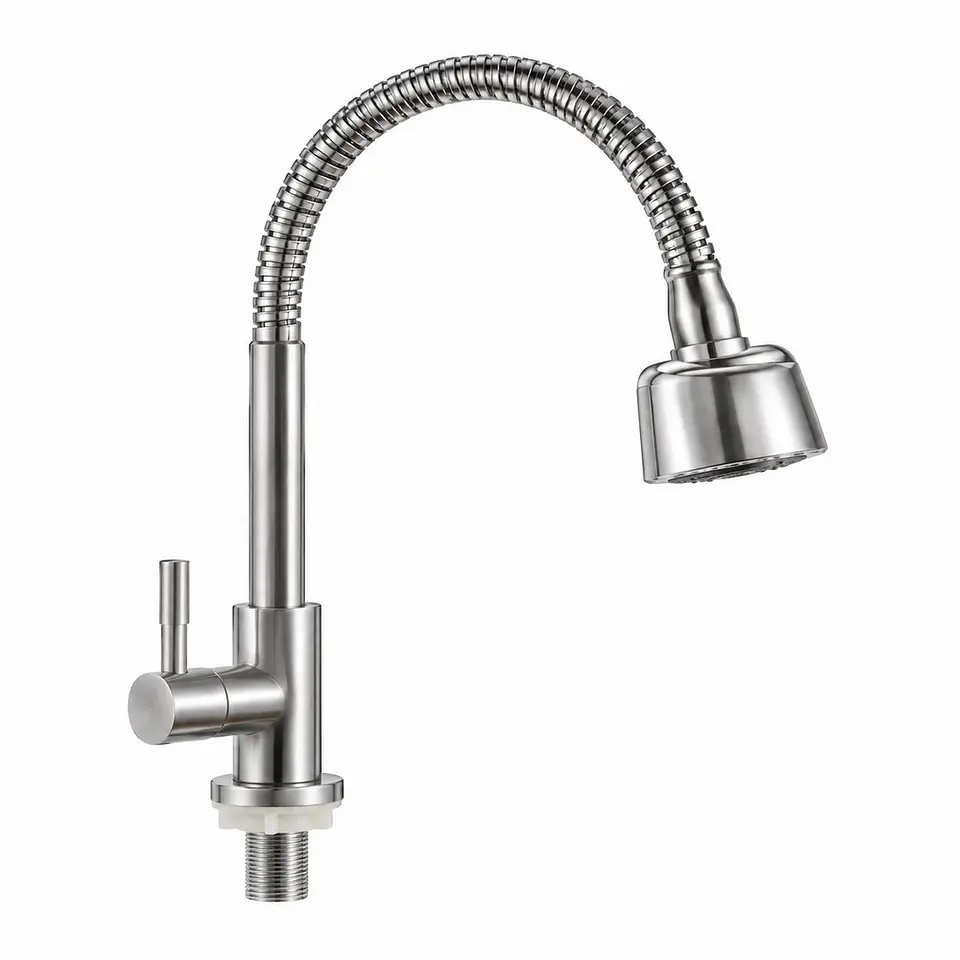 Llave lavaplatos meson flexible agua fría acero 304 1