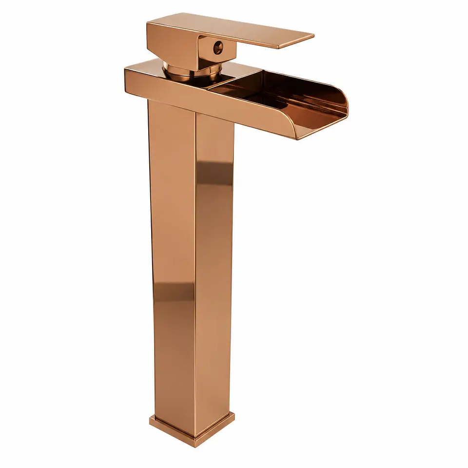 Monocontrol lavamanos cascada alto oro rosa 1