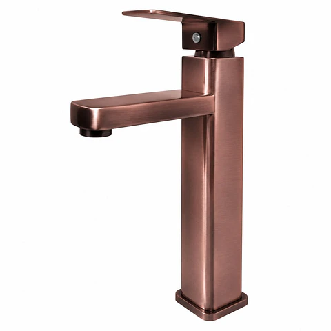 Monocontrol lavamanos alto cuadrado cobre de 31 cm