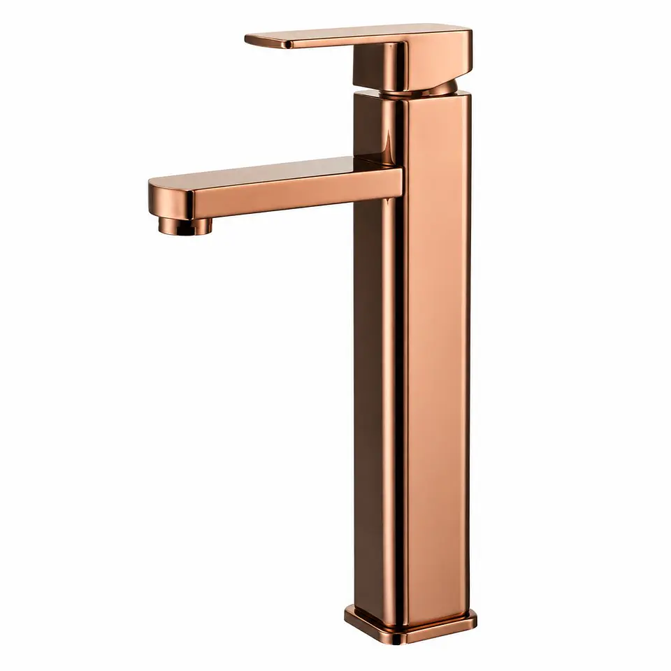 Monocontrol lavamanos alto cuadrado oro rosa de 31 cm 1