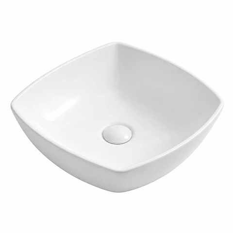 Lavamanos sobreponer semi cuadrado cerámico blanco 41 × 41 cm