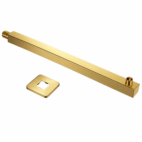 Tubo extensión ducha cuadrado oro con escudo