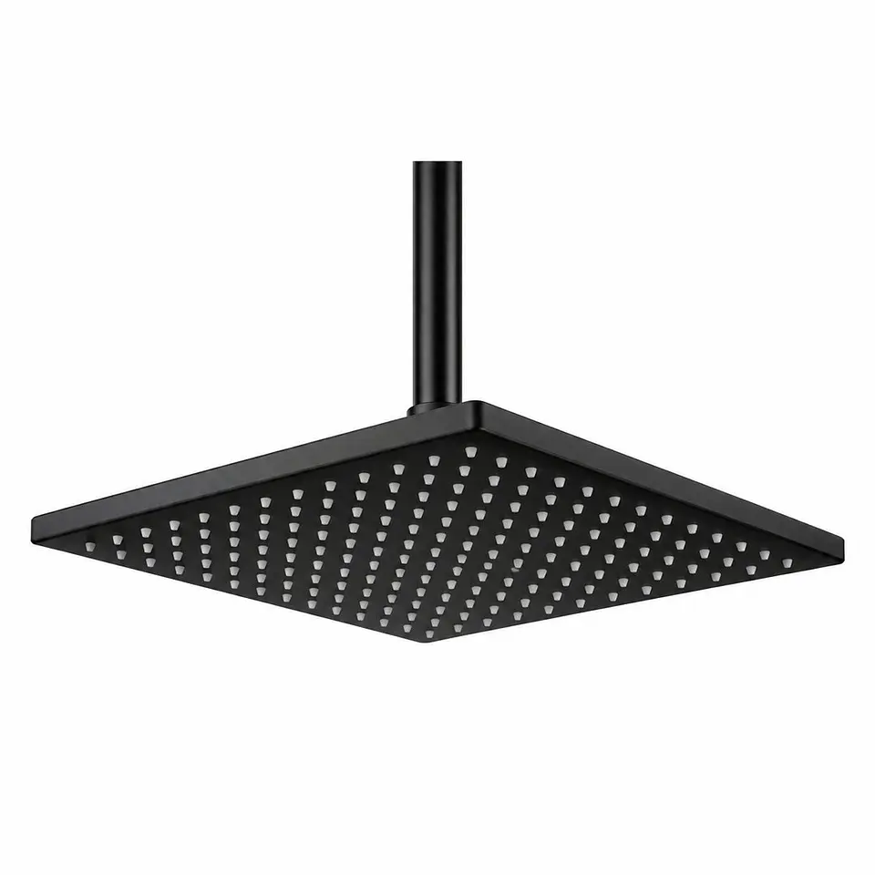 Regadera metal cuadrada gruesa negro mate de 8