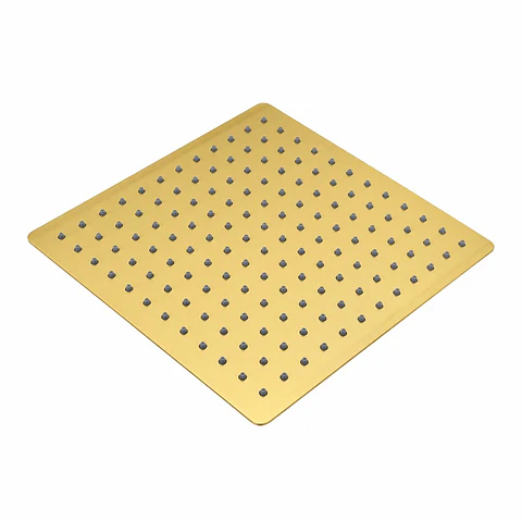 Regadera metal cuadrada oro de 8"