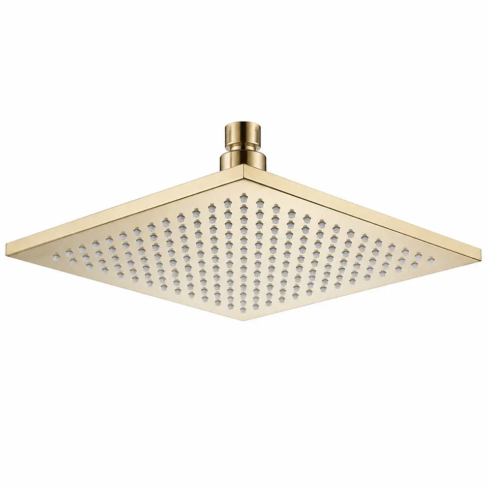 Regadera metal cuadrada gruesa oro de 8