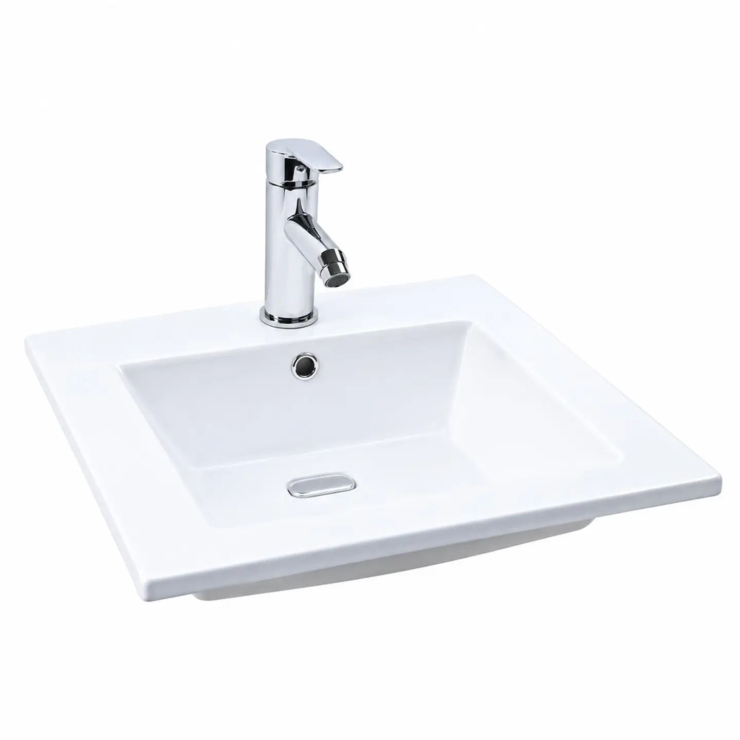 Lavamanos integrado en porcelana blanco 41 × 41 cm 1