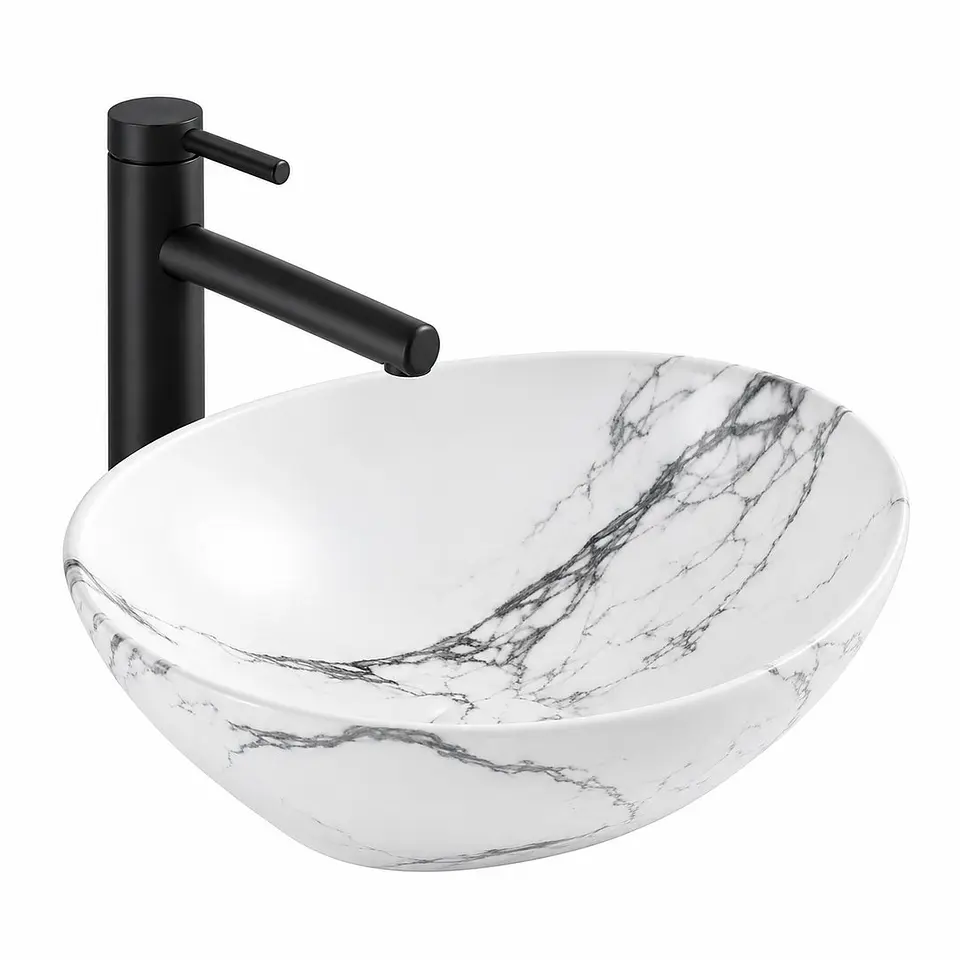 Lavamanos sobreponer carrara mate 40 × 33 cm 1
