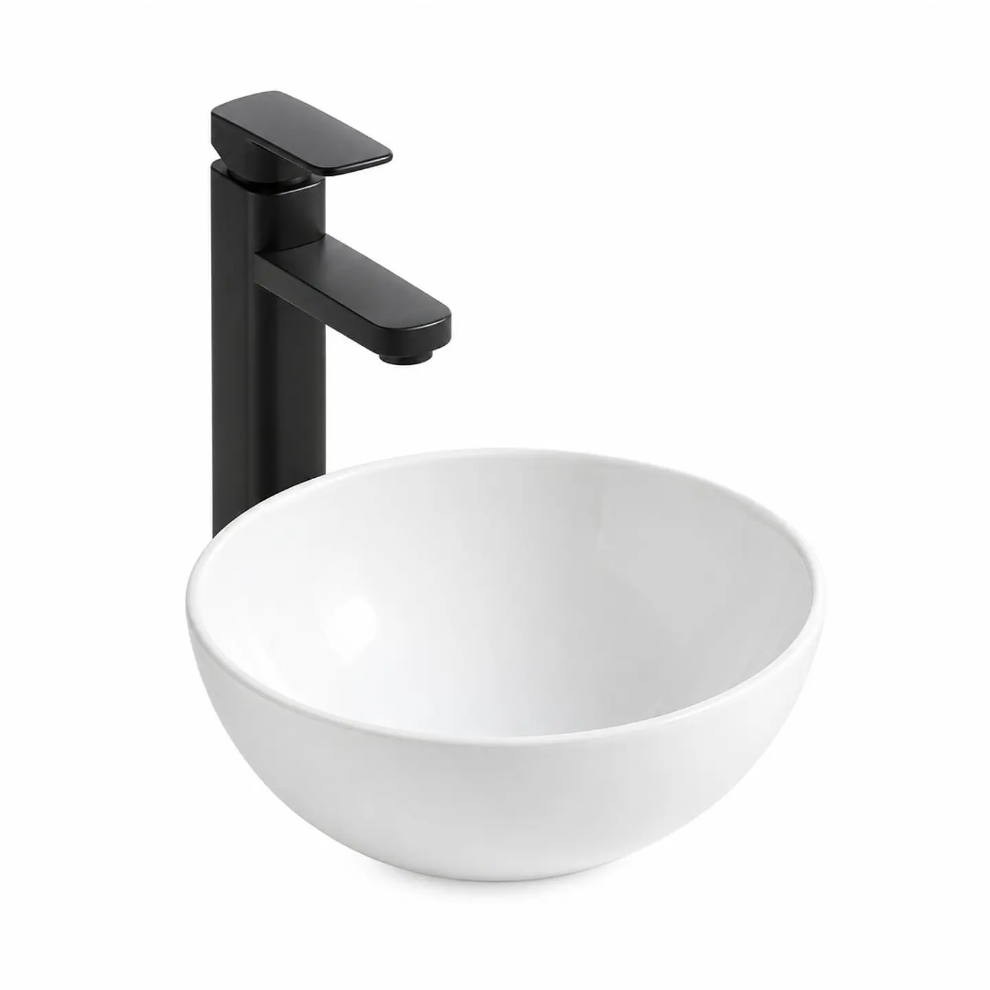 Lavamanos sobreponer en porcelana redondo blanco 32 × 32 × 130 cm 1