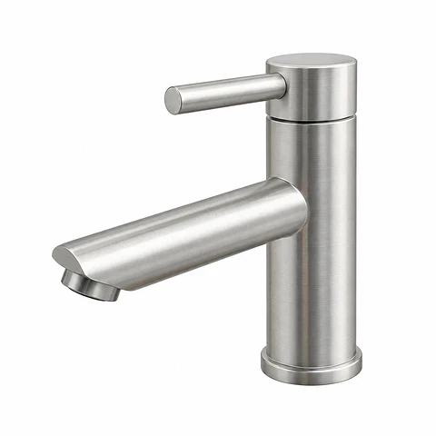 Monocontrol lavamanos bajo cuello recto acero 304