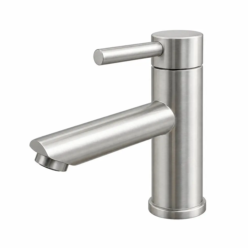 Monocontrol lavamanos bajo cuello recto acero 304 1