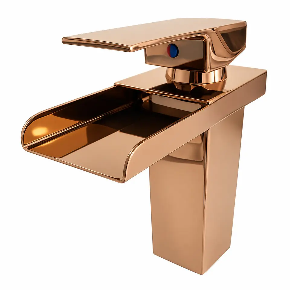 Monocontrol lavamanos bajo cascada oro rosa 1
