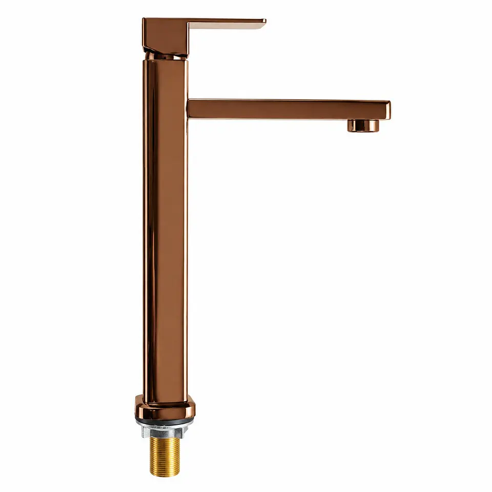 Llave lavamanos agua fría alta oro rosa 835g 1
