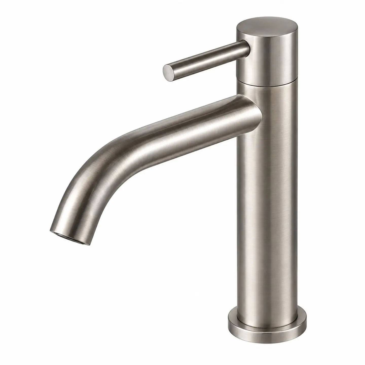 Llave lavamanos baja agua fría cuello curvo acero 304 1